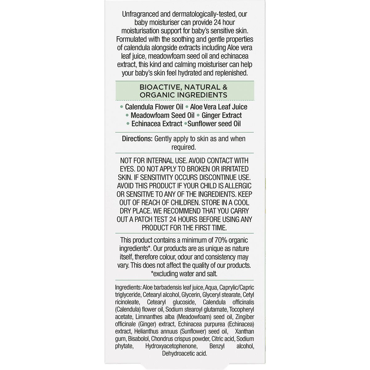 DR ORGANIC Unfragranced Baby Moisturiser Organic Calendula 50ml DR ORGANIC