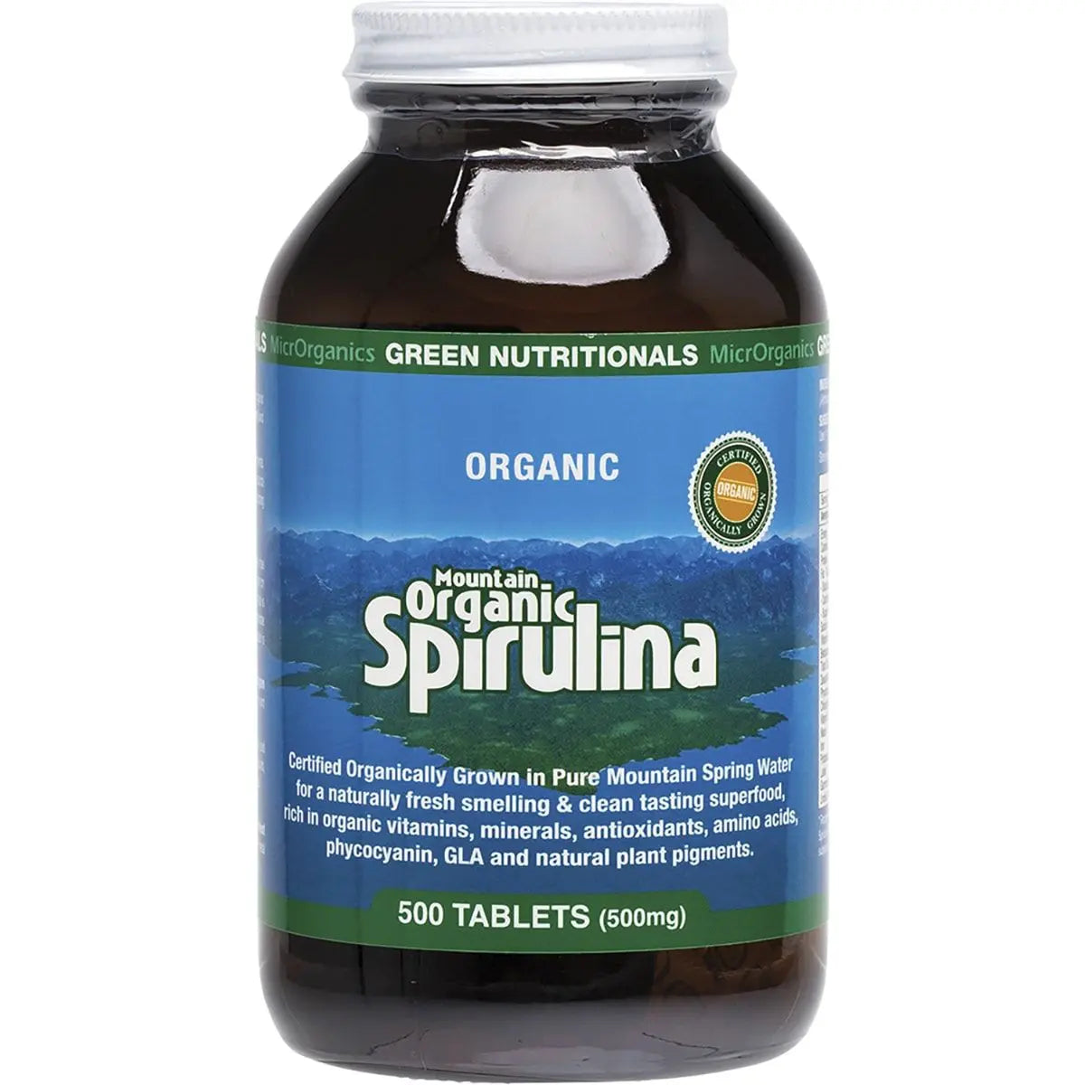 Green Nutritionals Mountain Organic Spirulina Tablets (500mg) 500 GREEN NUTRITIONALS