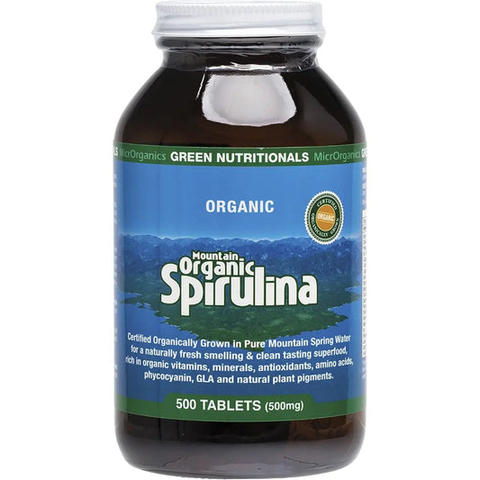 Green Nutritionals Mountain Organic Spirulina Tablets (500mg) 500 GREEN NUTRITIONALS