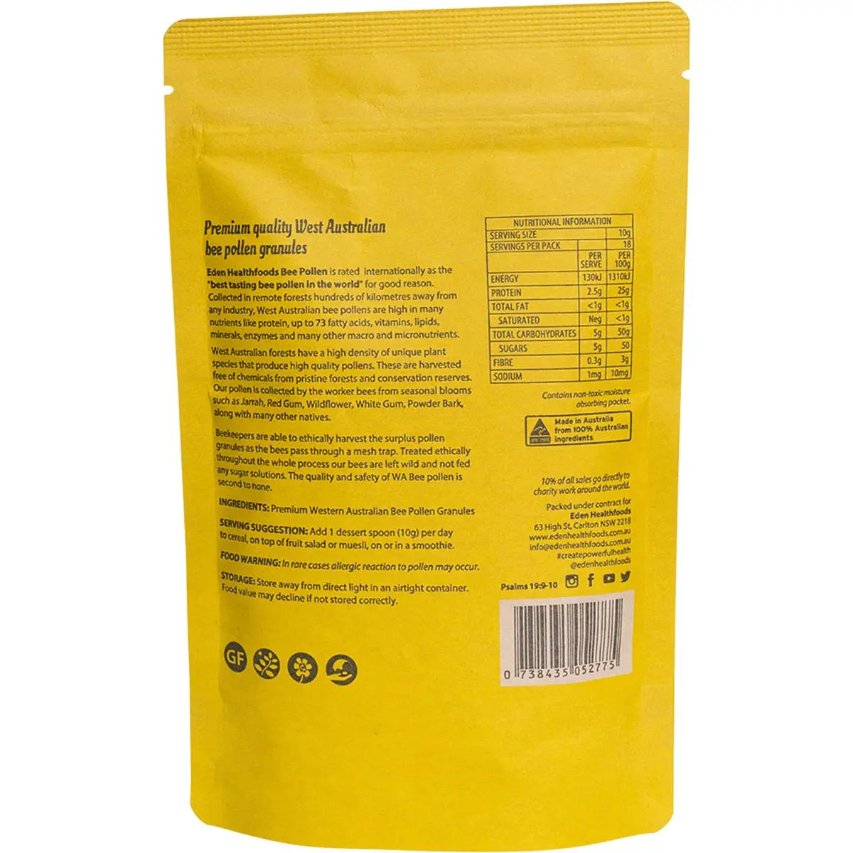 EDEN HEALTHFOODS Bee Pollen Raw And Unprocessed 180g EDEN HEALTHFOODS