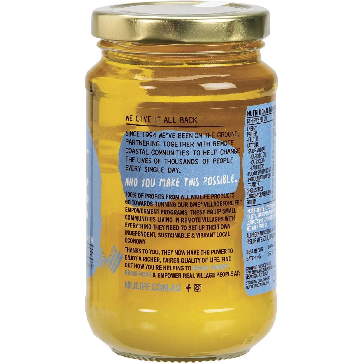 NIULIFE Coconut Ghee Vegan Butter Alternative 350ml NIULIFE