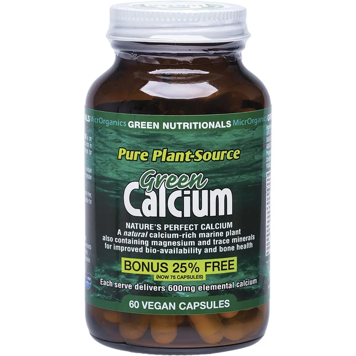 GREEN NUTRITIONALS Green Calcium Vegan Capsules (600mg) 60 GREEN NUTRITIONALS