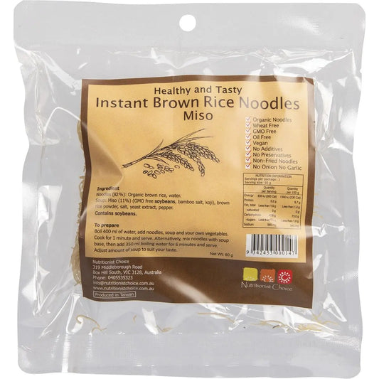 NUTRITIONIST CHOICE Instant Brown Rice Noodles Miso 60g NUTRITIONIST CHOICE