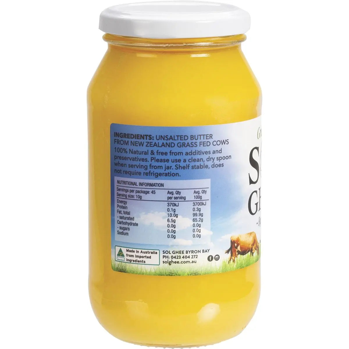 SOL ORGANICS Grass Fed Ghee 450g SOL ORGANICS