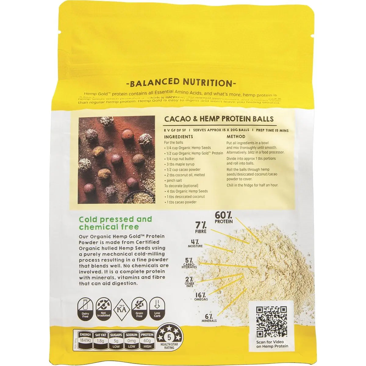 ESSENTIAL HEMP Organic Hemp Gold Protein Contains Omega 3, 6 & 9 450g ESSENTIAL HEMP