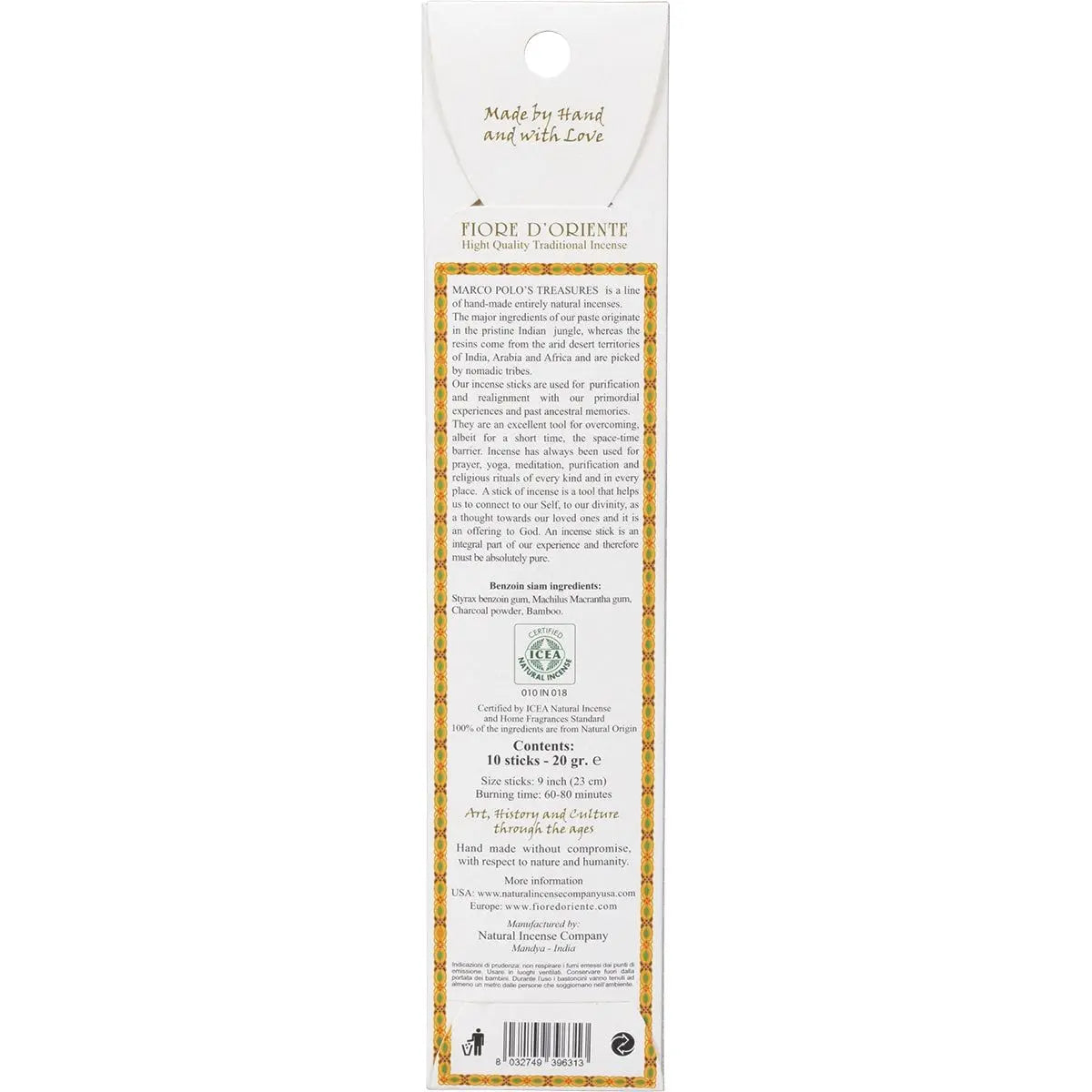MARCO POLO'S TREASURES Incense Sticks Benzoin Siam 10 MARCO POLO