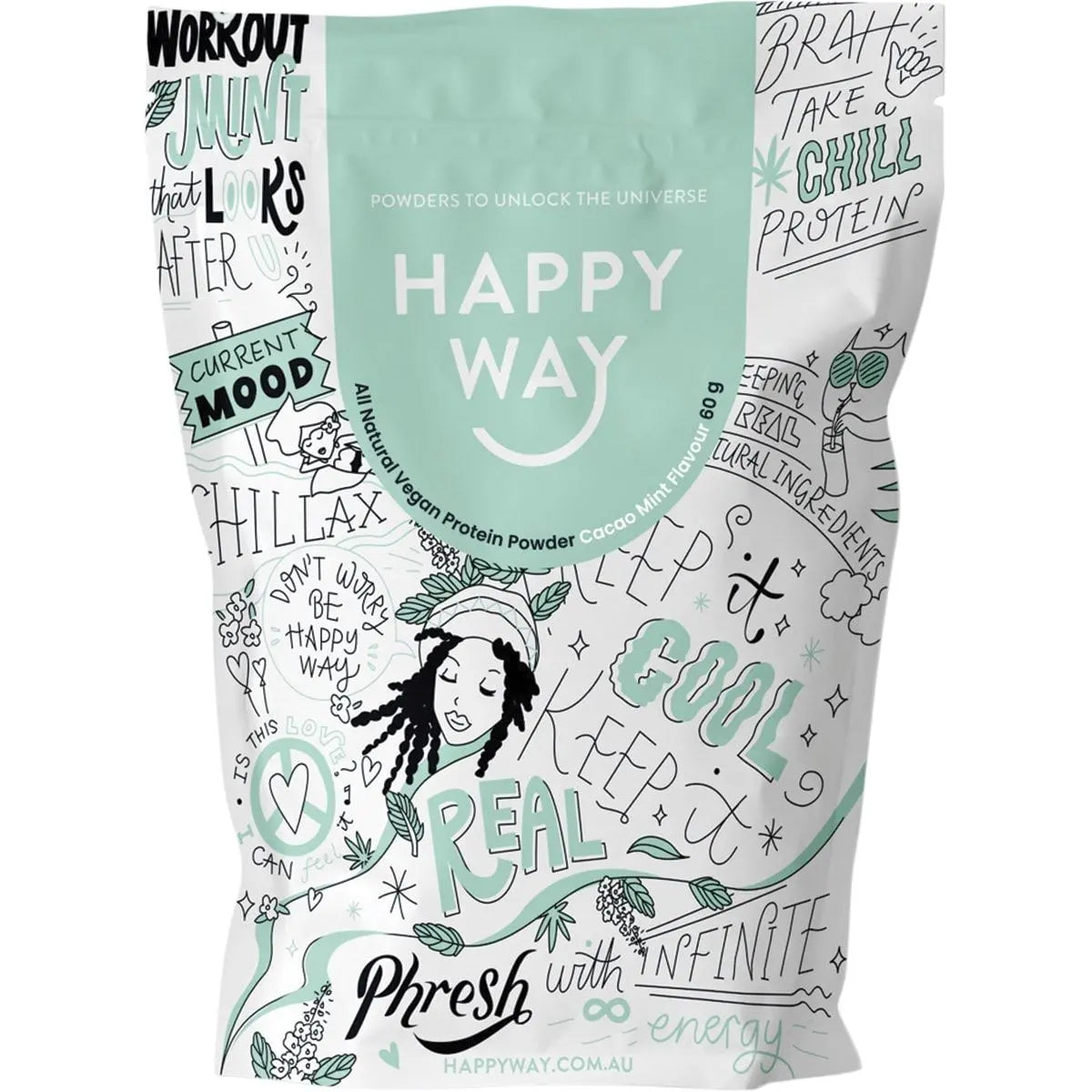 HAPPY WAY Hemp Protein Powder Cacao Mint 60g 6PK HAPPY WAY