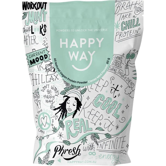 HAPPY WAY Hemp Protein Powder Cacao Mint 60g 6PK HAPPY WAY
