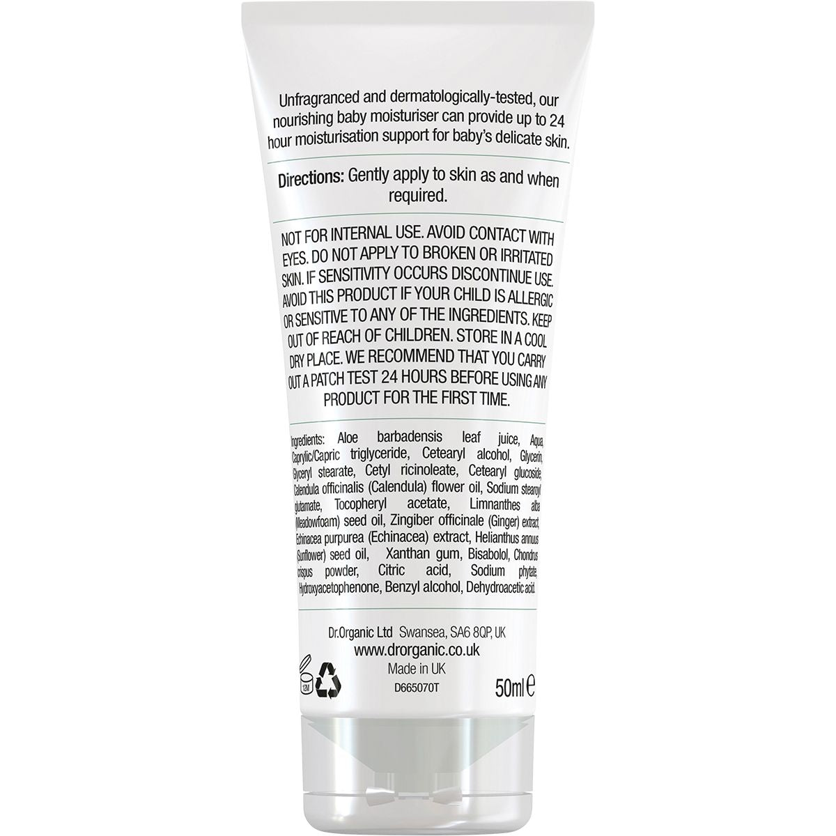 DR ORGANIC Unfragranced Baby Moisturiser Organic Calendula 50ml DR ORGANIC