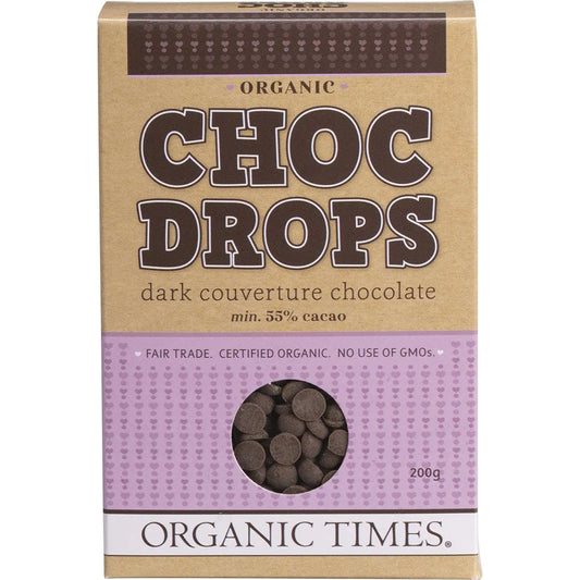 ORGANIC TIMES Choc Drops Dark Couverture Drops 200g ORGANIC TIMES
