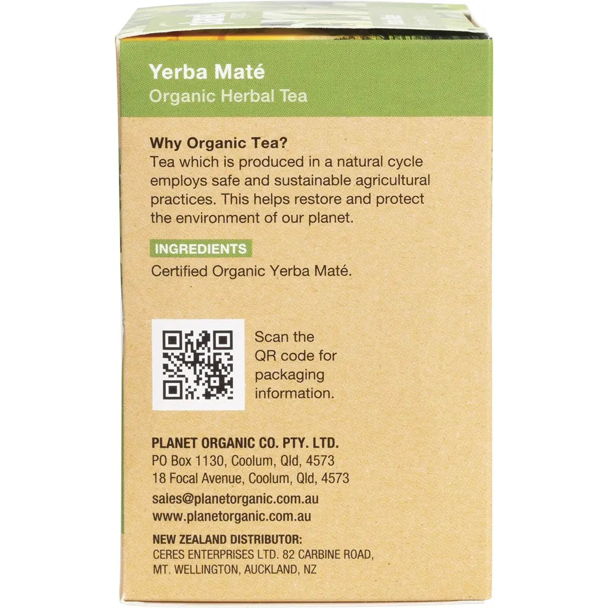 PLANET ORGANIC Herbal Tea Bags Yerba Maté 25 PLANET ORGANIC