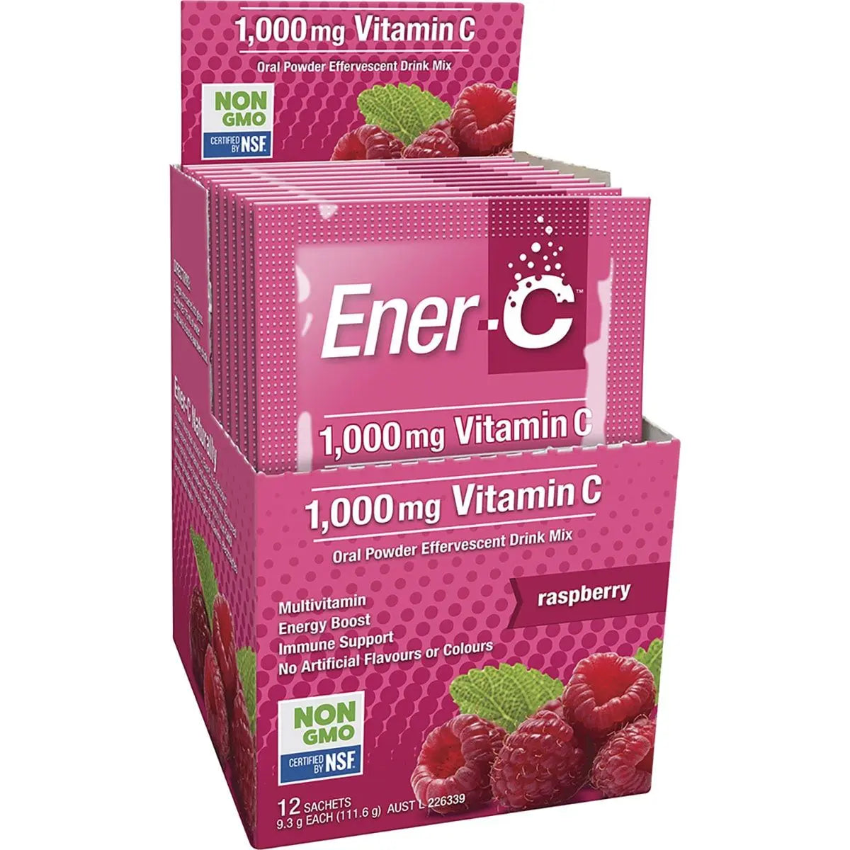 MARTIN & PLEASANCE Ener-C 1000mg Vitamin C Drink Mix Raspberry Sachets 12 MARTIN & PLEASANCE