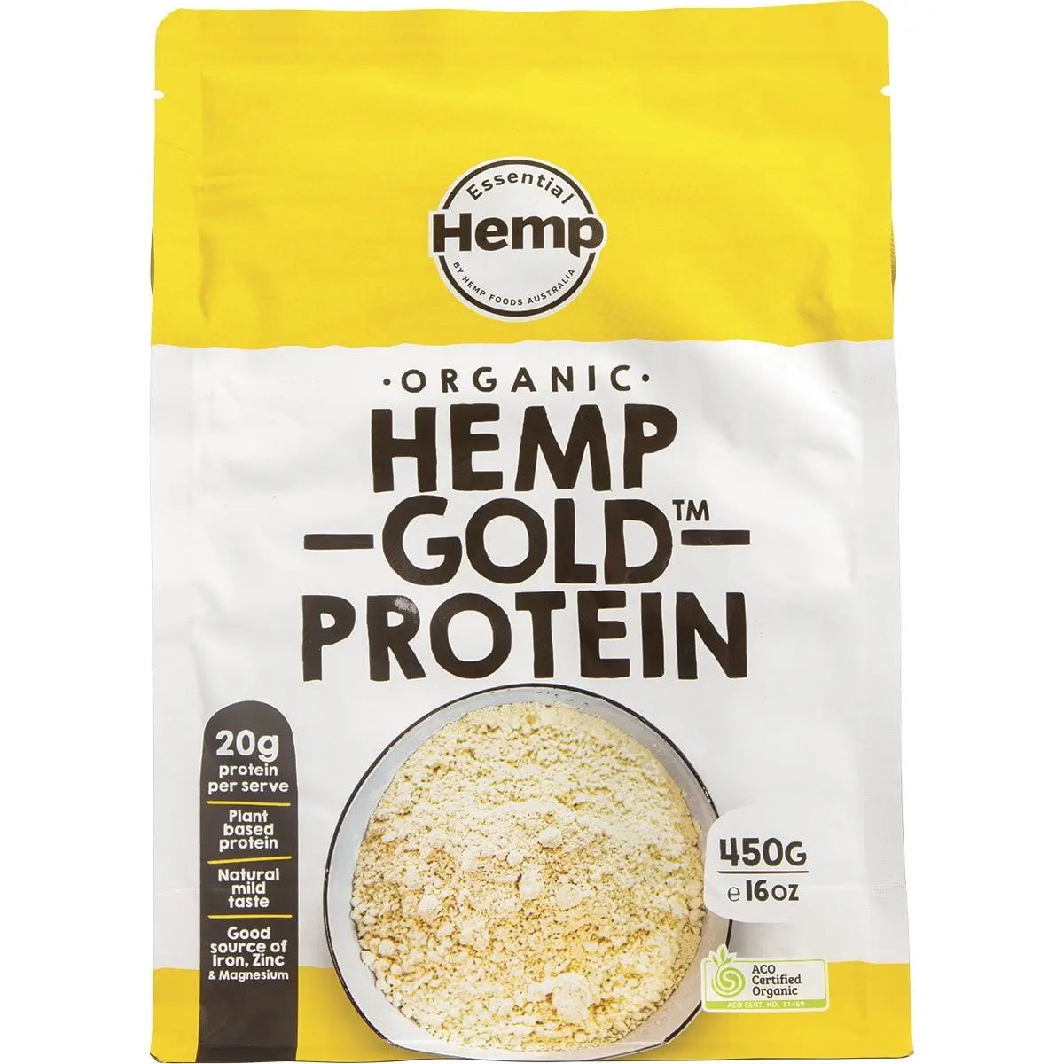 ESSENTIAL HEMP Organic Hemp Gold Protein Contains Omega 3, 6 & 9 450g ESSENTIAL HEMP