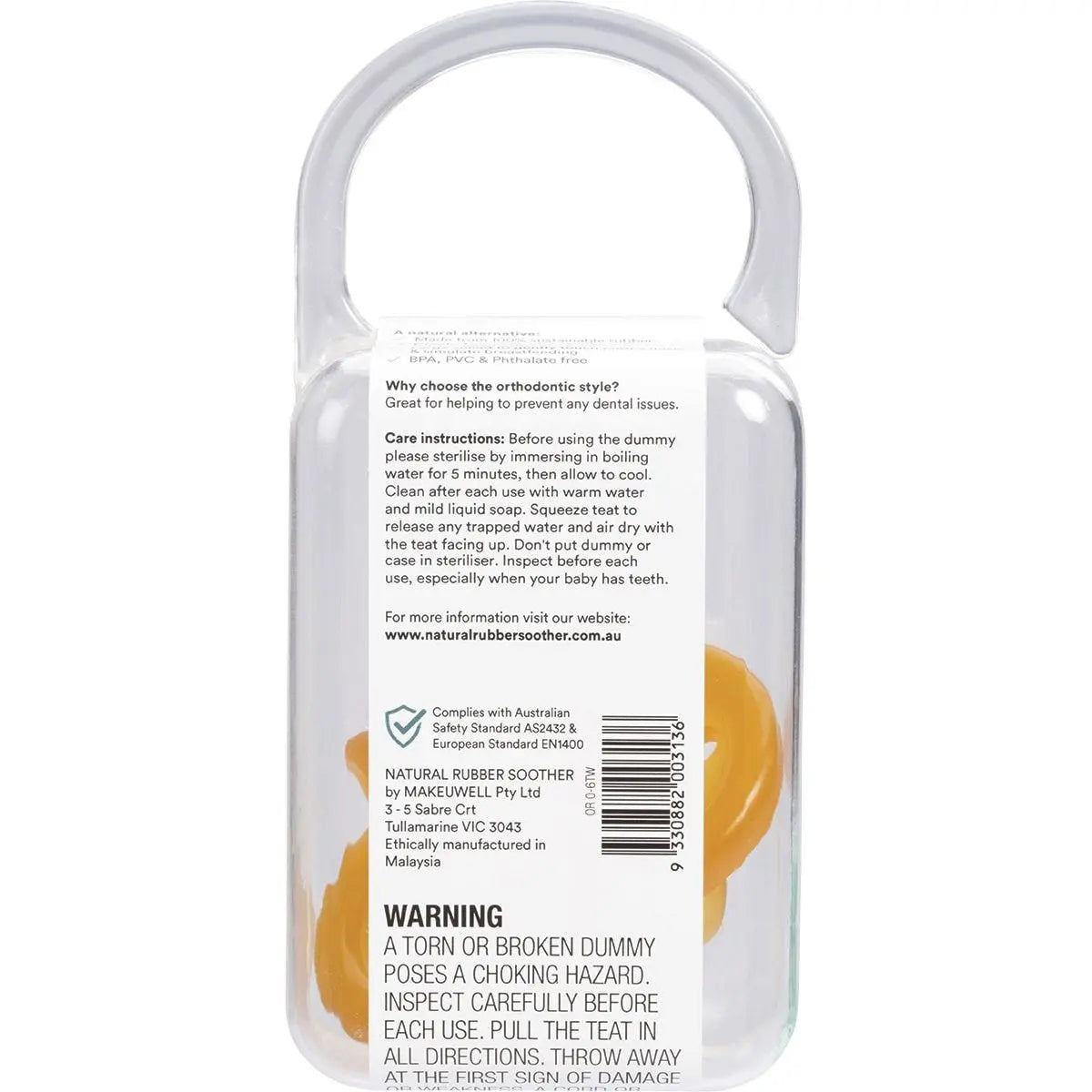 NATURAL RUBBER SOOTHERS Soother - Twin Pack Small Orthodontic (0-6 Mths) 2 NATURAL RUBBER