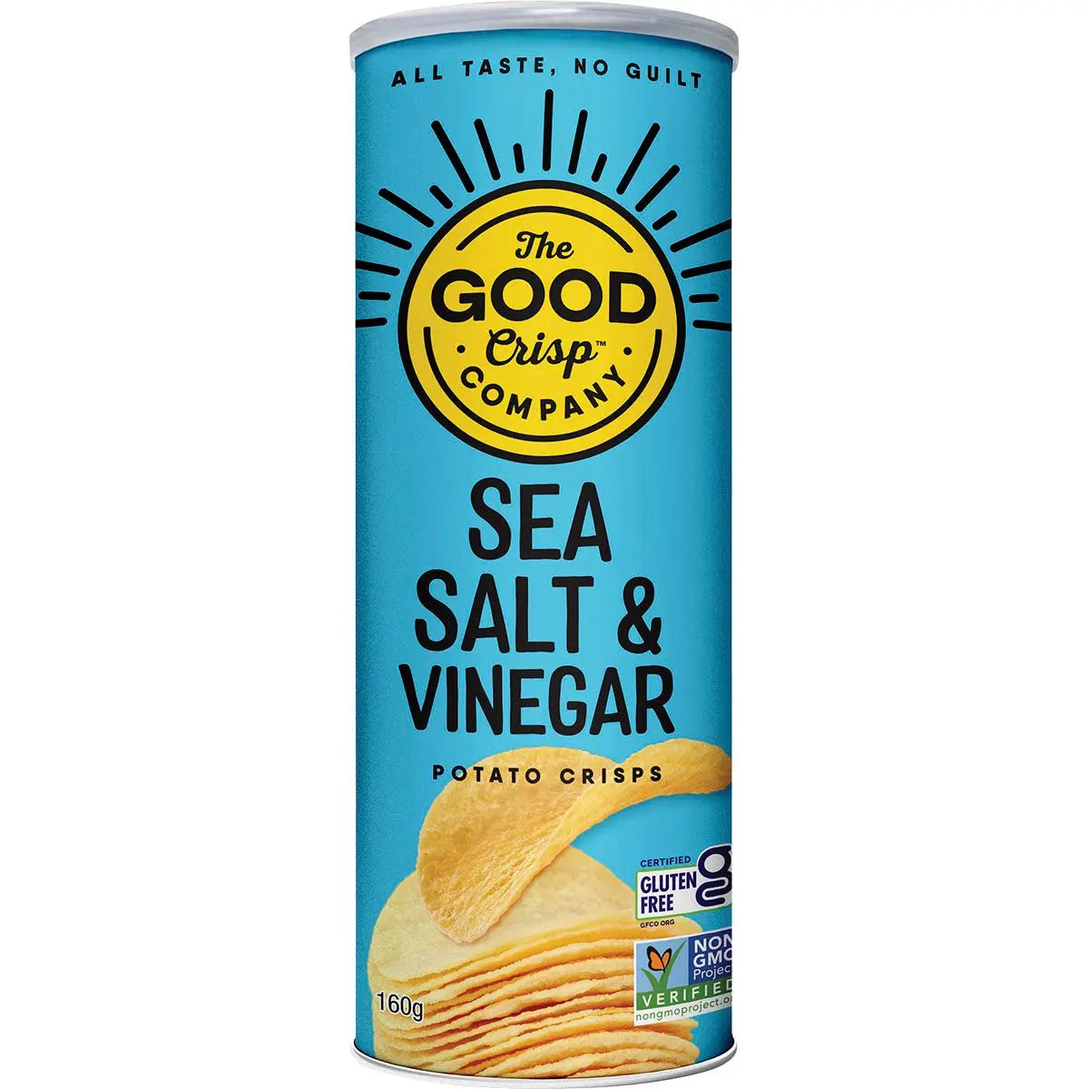 THE GOOD CRISP COMPANY Potato Crisps Sea Salt & Vinegar 8x160g THE GOOD CRISP COMPANY