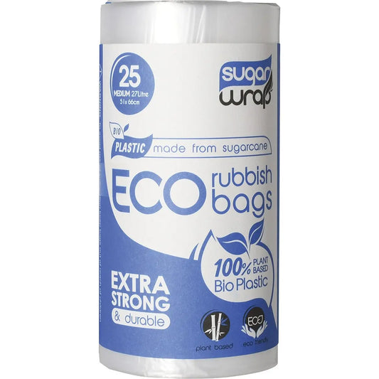 SUGARWRAP Eco Rubbish Bags Made From Sugarcane - Medium 27L 30 SUGARWRAP
