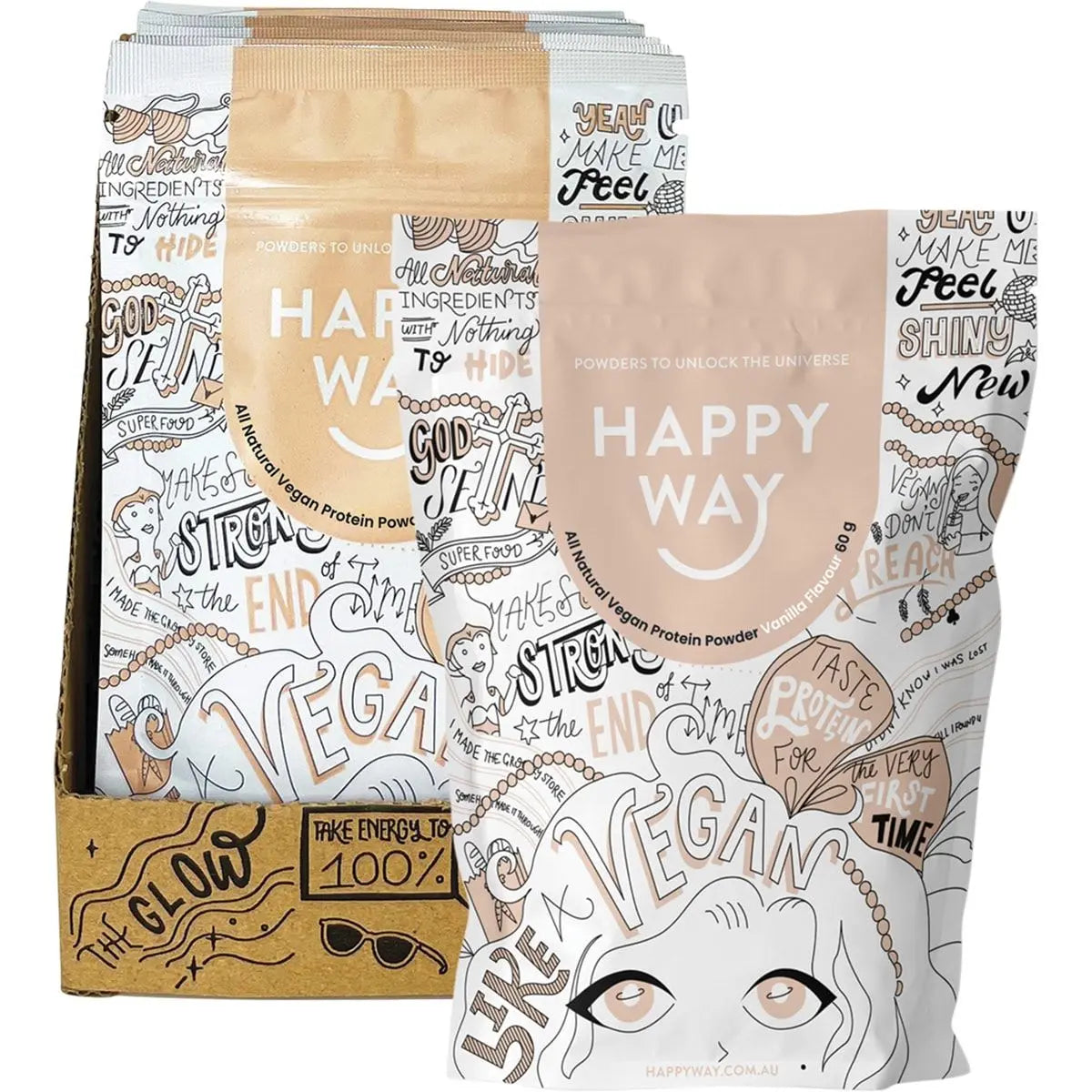 Happy Way Pea Protein Powder Vanilla 60g 6pk HAPPY WAY
