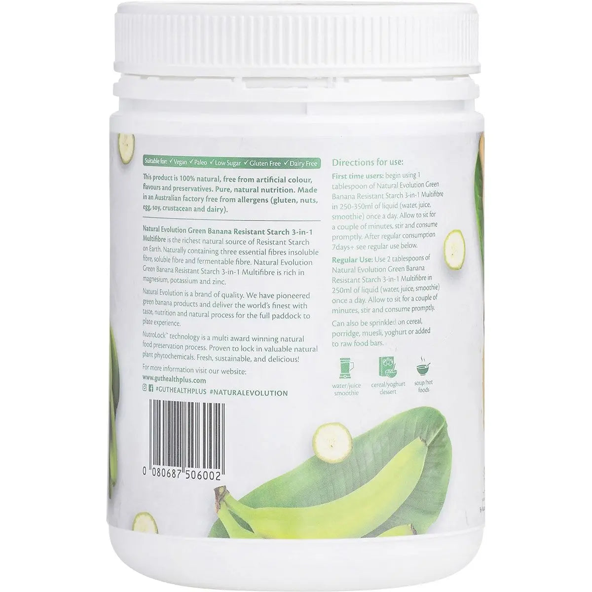 NATURAL EVOLUTION GH+ Green Banana Resistant Starch 3-in-1 Multifibre - 400g NATURAL EVOLUTION