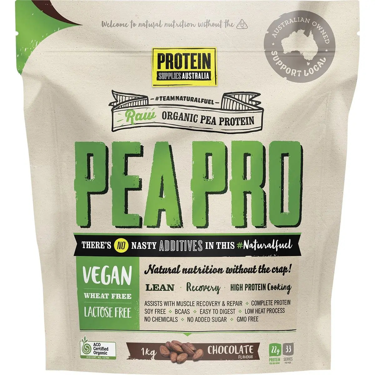 PROTEIN SUPPLIES AUSTRALIA PeaPro (Raw Pea Protein) Chocolate 1kg PROTEIN SUPPLIES AUSTRALIA