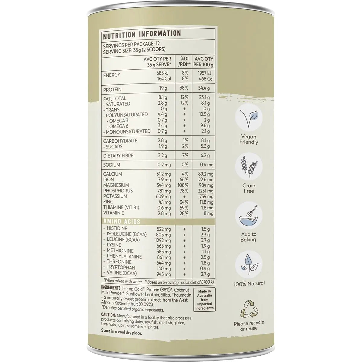 ESSENTIAL HEMP Organic Hemp Protein Natural - 420g ESSENTIAL HEMP