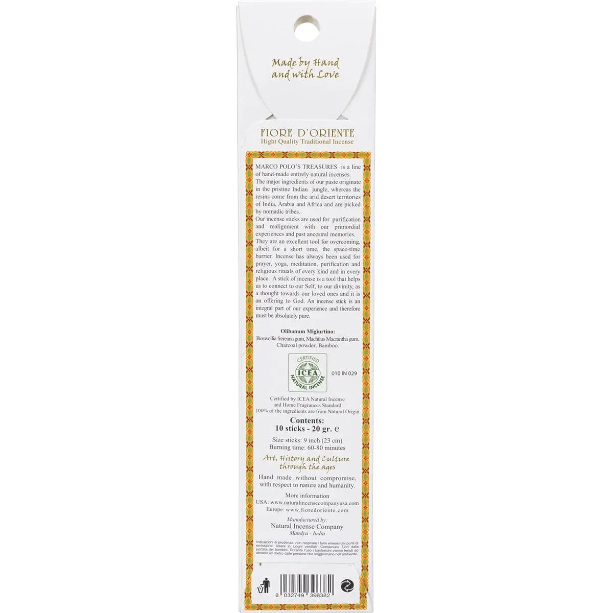 MARCO POLO'S TREASURES Incense Sticks Olibanum Migiurtino 10 MARCO POLO