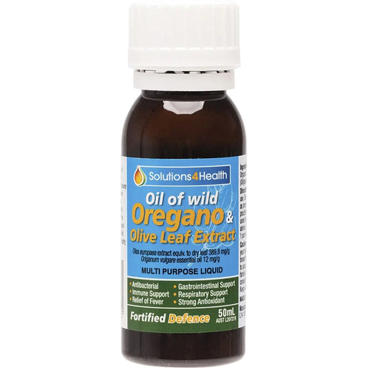 SOLUTIONS 4 HEALTH Fortified Defence - Wild Oregano With Olive Leaf + Peppermint 50ml SOLUTIONS 4 HEALTH
