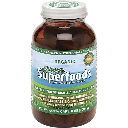 Green Nutritionals Organic Green Superfoods Vegan Capsules (600mg) 120 GREEN NUTRITIONALS