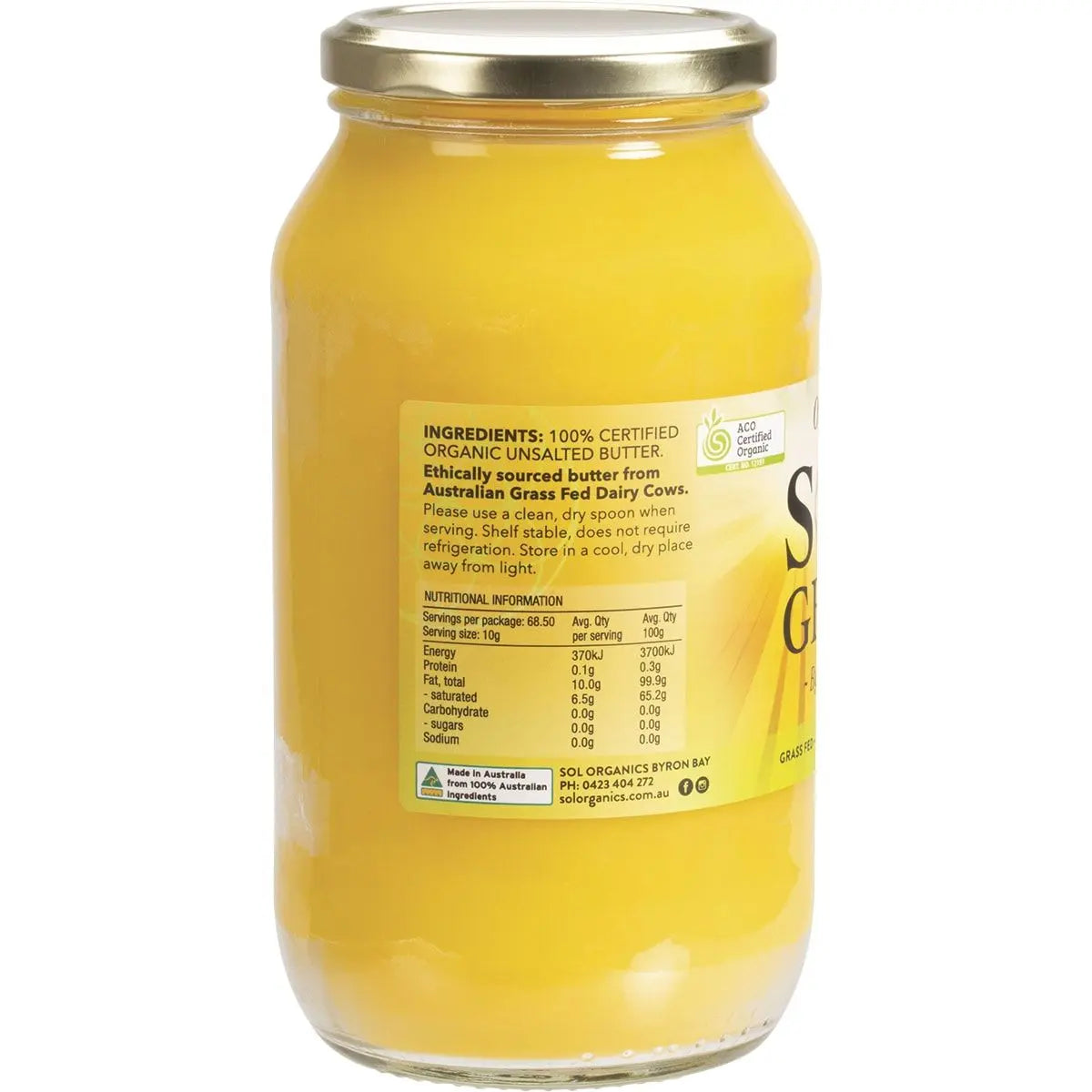 SOL ORGANICS Organic Ghee 685g SOL ORGANICS