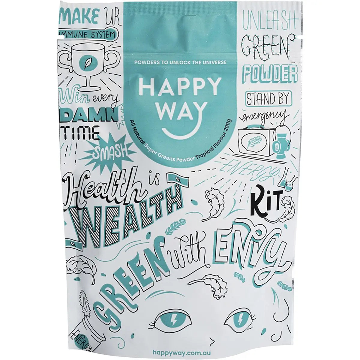 Happy Way Super Greens Powder Tropical - 200g HAPPY WAY