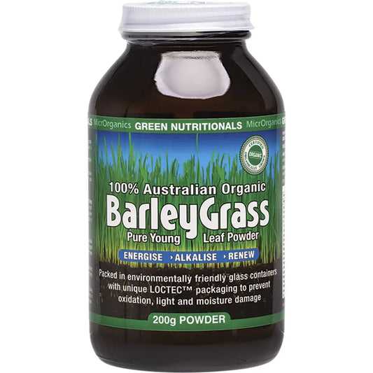GREEN NUTRITIONALS Barleygrass 100% Australian Organic 200g GREEN NUTRITIONALS