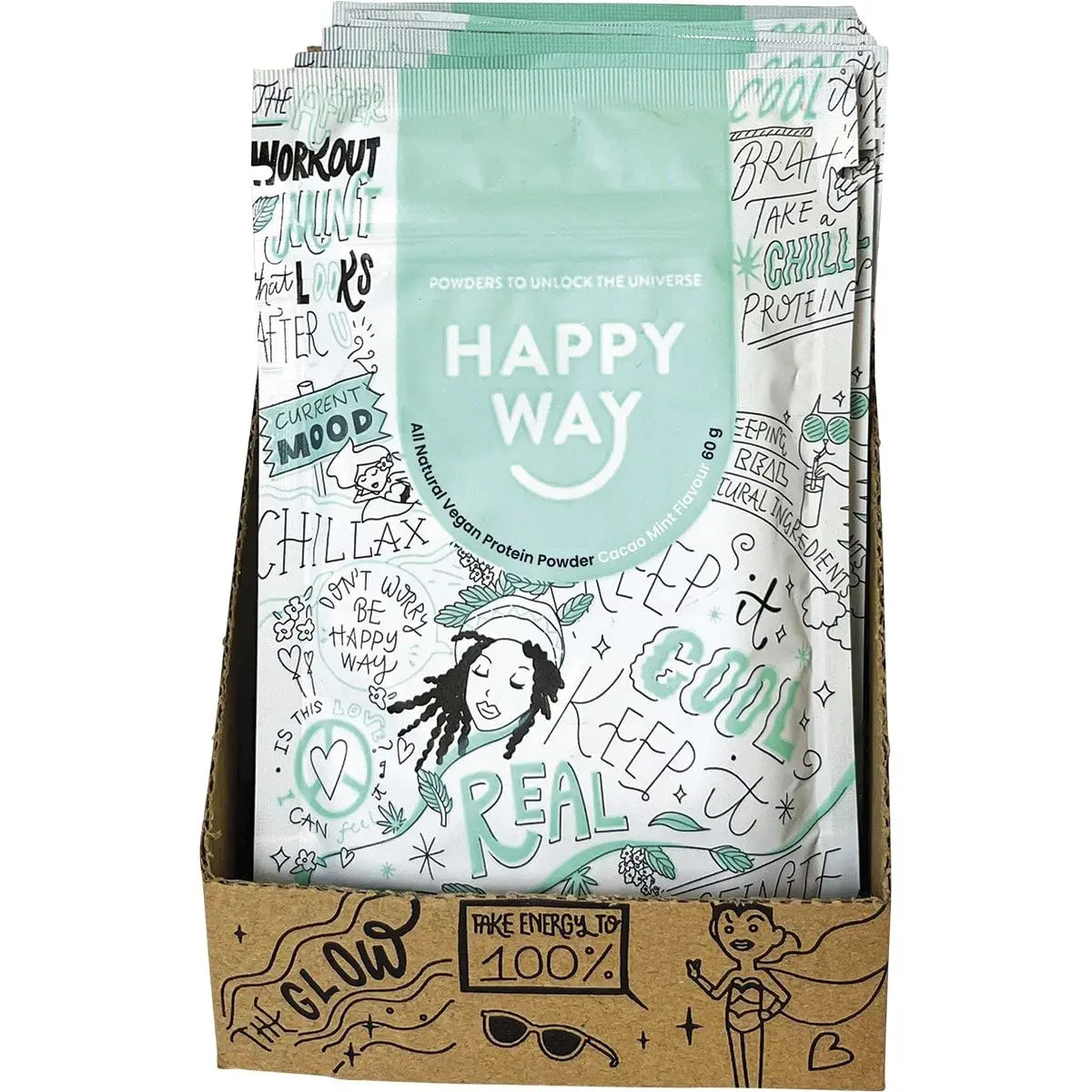 HAPPY WAY Hemp Protein Powder Cacao Mint 60g 6PK HAPPY WAY