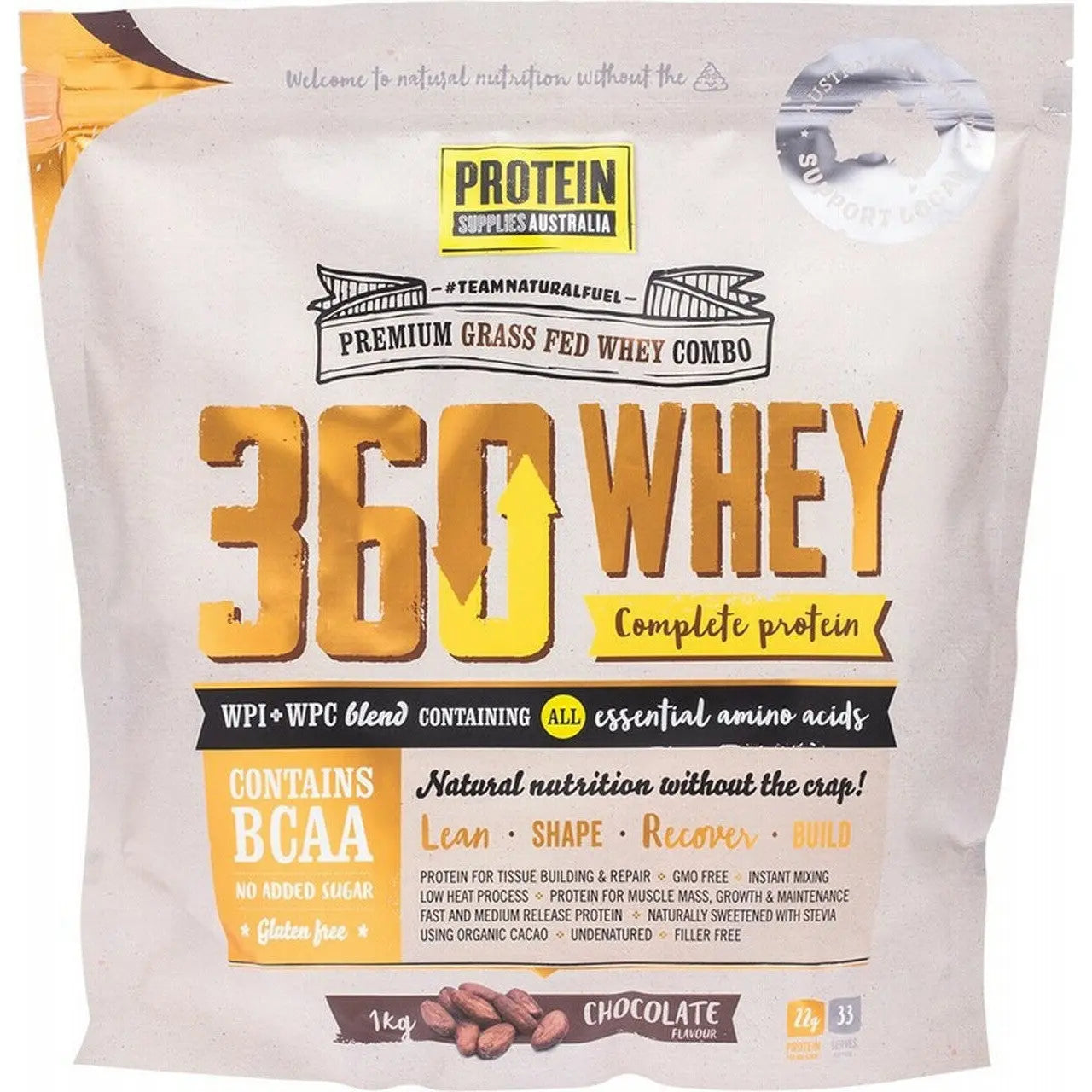 PROTEIN SUPPLIES AUSTRALIA 360Whey (WPI+WPC Combo) Chocolate 1kg PROTEIN SUPPLIES AUSTRALIA