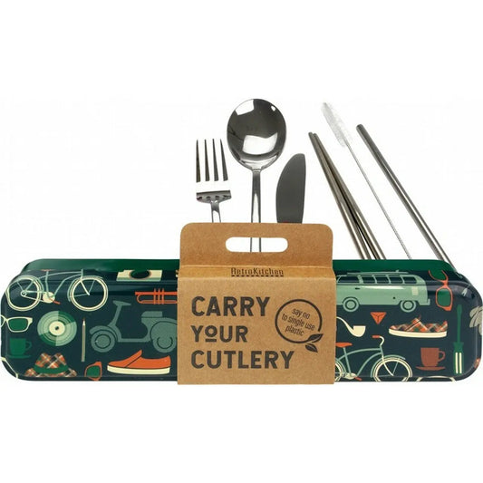 RETROKITCHEN Carry Your Cutlery - Retro Man Stainless Steel Cutlery Set 1 RETROKITCHEN