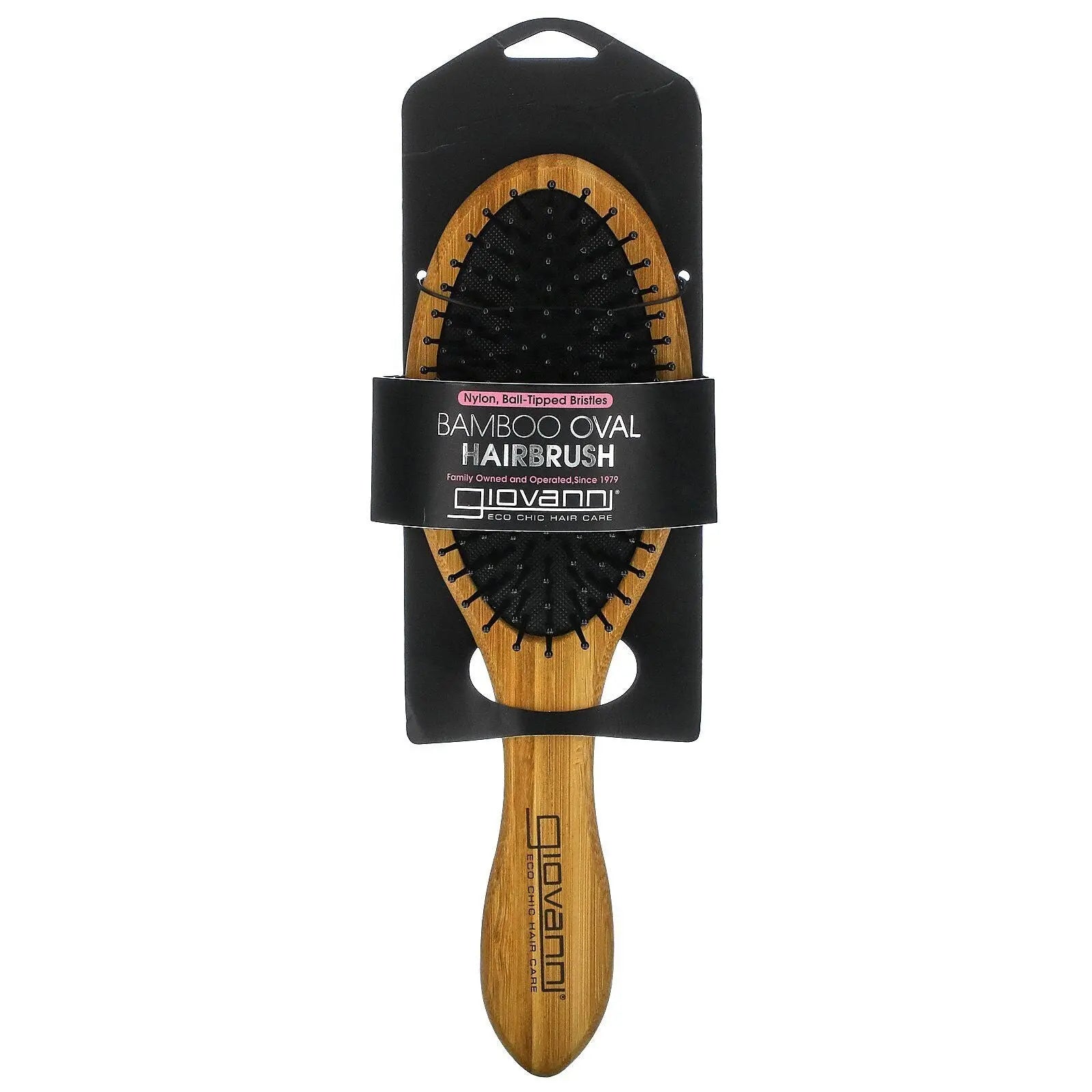GIOVANNI Bamboo Hair Brush Oval - Nylon, Ball-Tipped Bristles 1 GIOVANNI