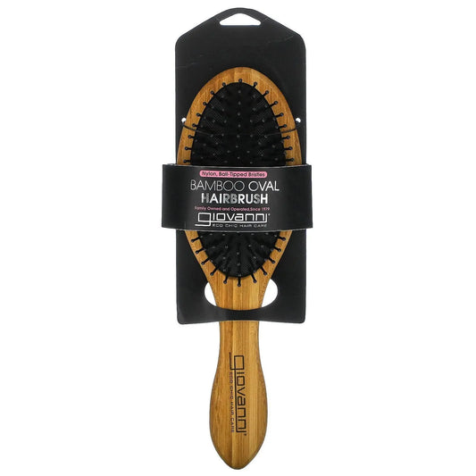 GIOVANNI Bamboo Hair Brush Oval - Nylon, Ball-Tipped Bristles 1 GIOVANNI