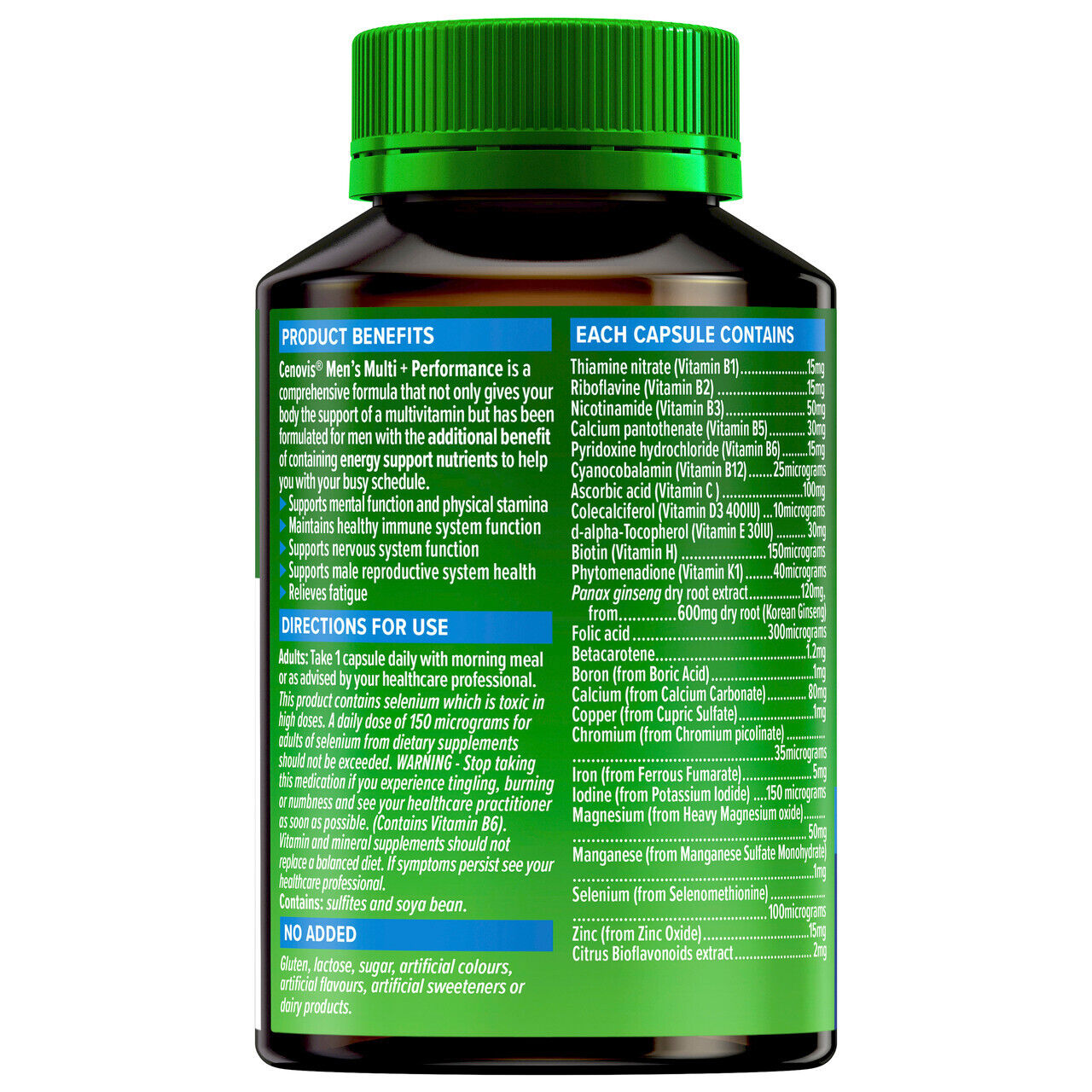 Cenovis Men's Multi + Performance - Once-daily Multivitamin - 50 Capsules - Cutprice Online