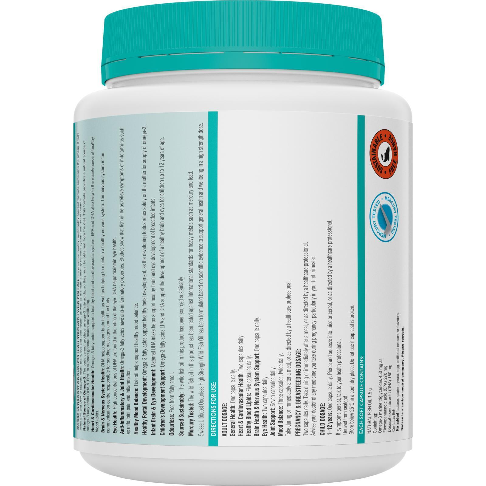 Swisse Ultiboost Odourless High Strength Wild Fish Oil 1500mg 400 Capsules - Cutprice Online
