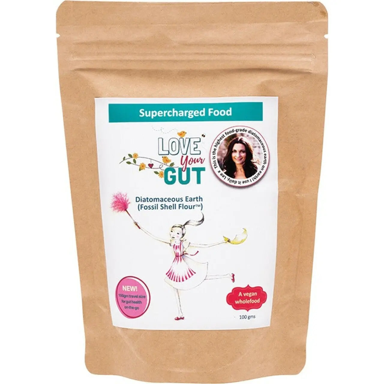 SUPERCHARGED FOOD Love Your Gut Powder Diatomaceous Earth 100g SUPERCHARGED FOOD