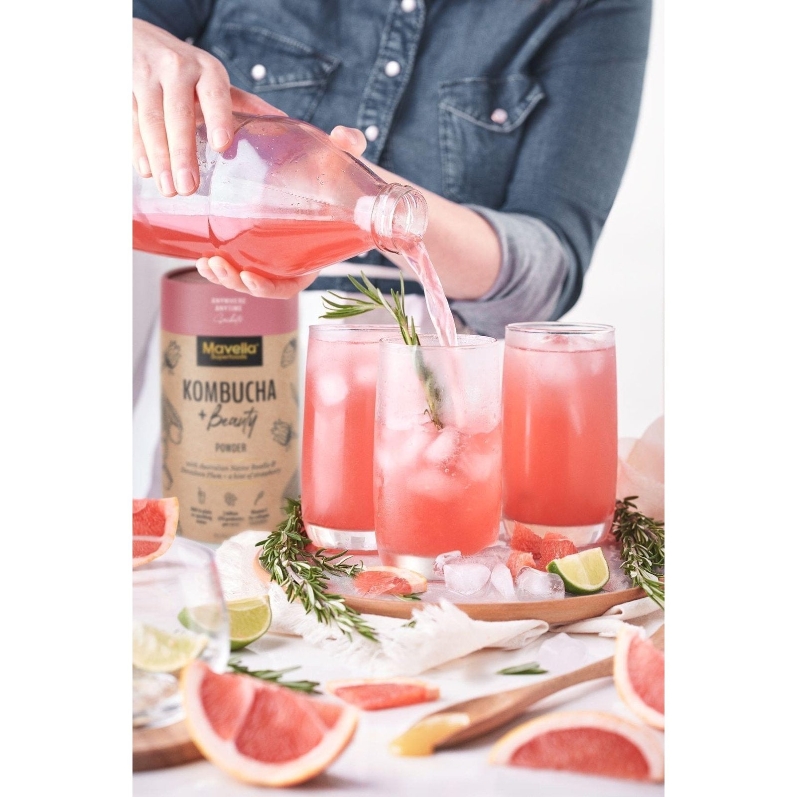 Mavella Superfoods Kombucha + Beauty Powder with Australian Native Rosella & Davidson Plum & Strawberry Sachet 4g x 10 Pack - Cutprice Online