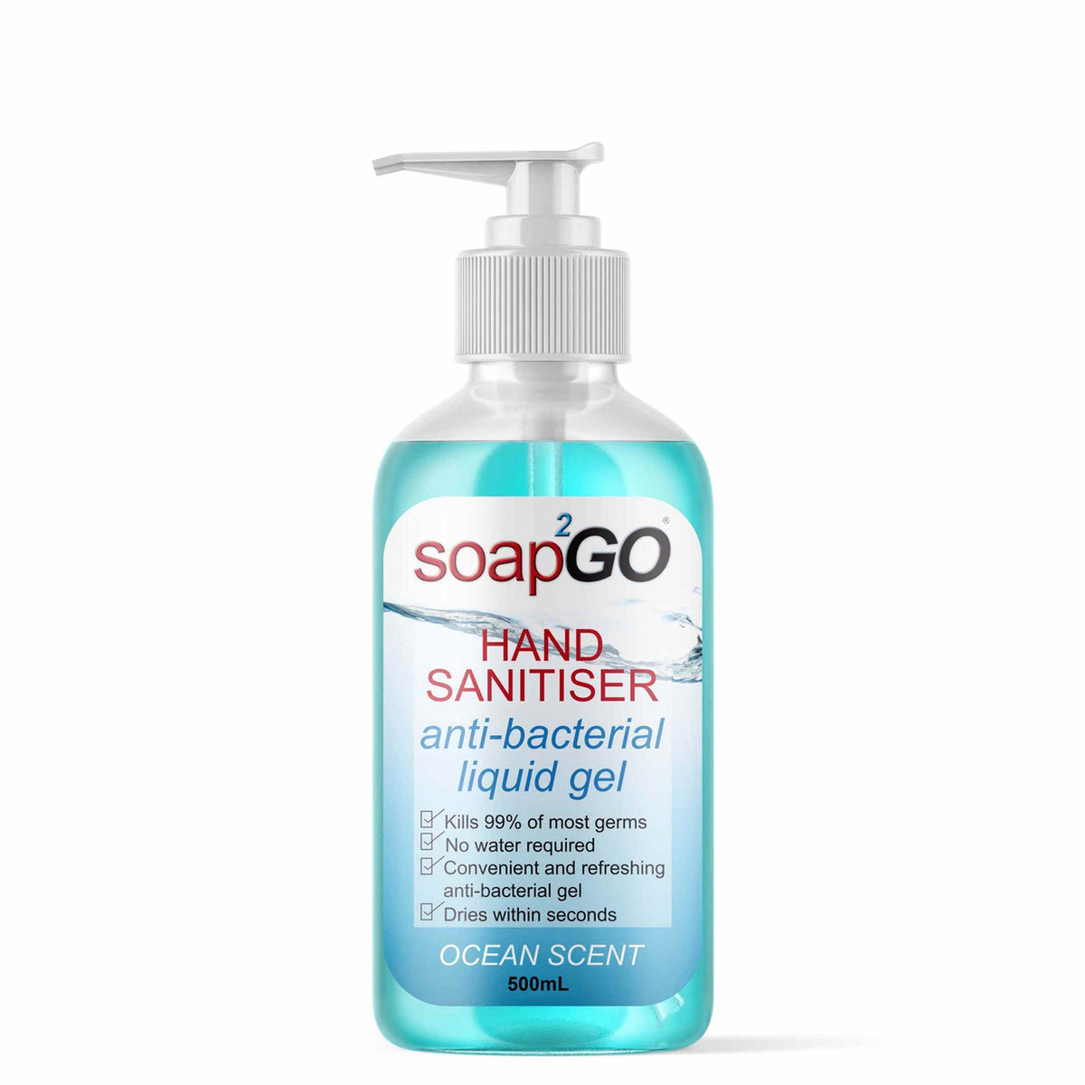 Soap2GO Antibacterial Hand Sanitiser Gel Pump 500ml