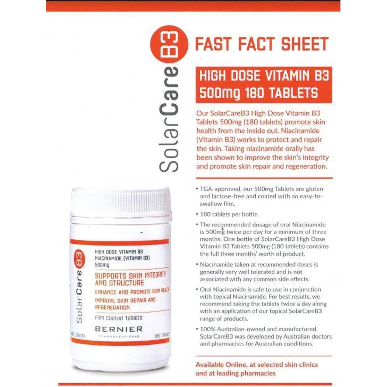 Solarcare B3 High Dose Vitamin B3 180 Tablets - Cutprice Online