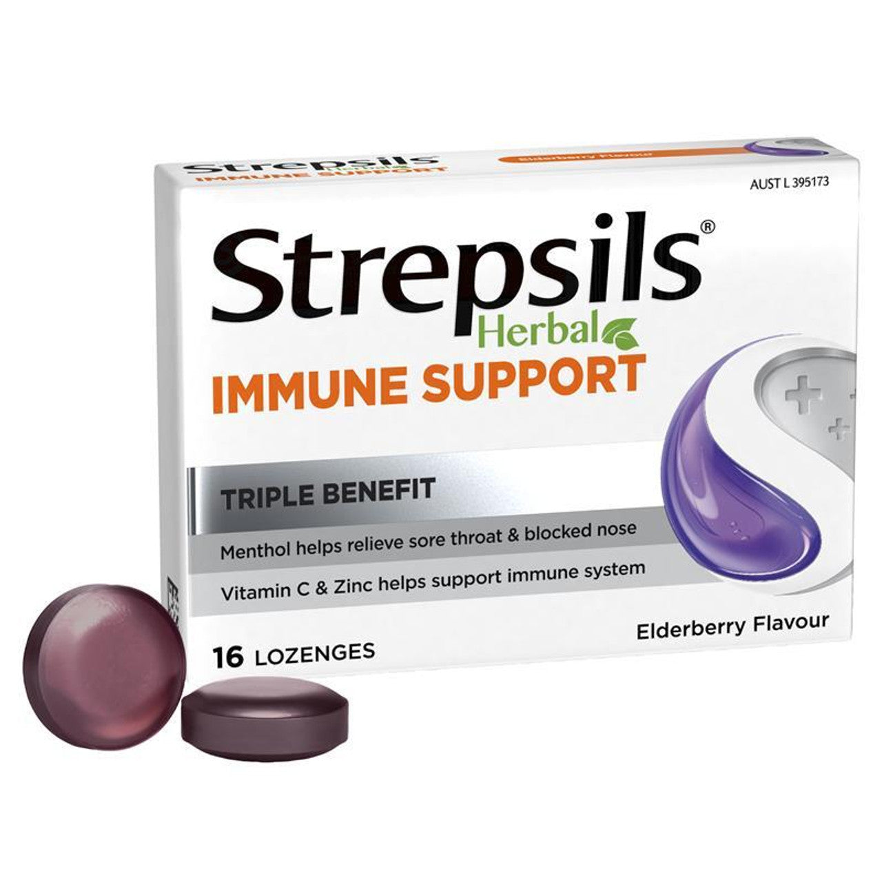 Strepsils Herbal Immune Support Elderberry 16 Lozenges - Cutprice Online