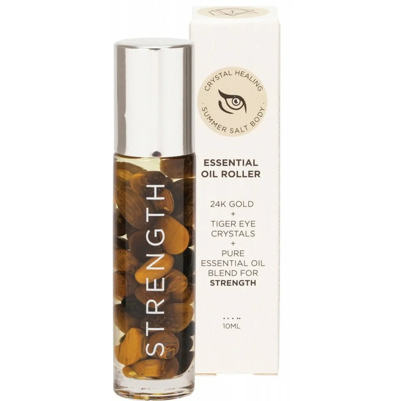 SUMMER SALT BODY Essential Oil Roller With 24K Gold Strength - Tiger Eye Crystals 10ml SUMMER SALT BODY