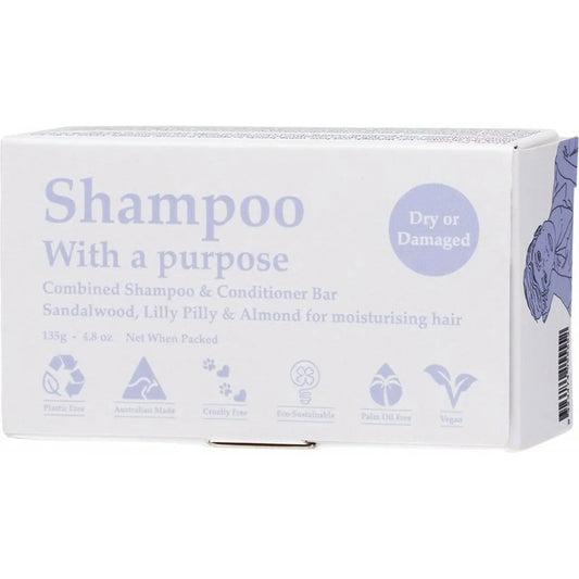 SHAMPOO WITH A PURPOSE Shampoo & Conditioner Bar Dry Or Damaged Hair 135g SHAMPOO WITH A PURPOSE