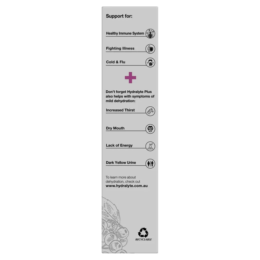 HYDRALYTE PLUS IMMUNITY ELDERBERRY 10 Sachets - Cutprice Online