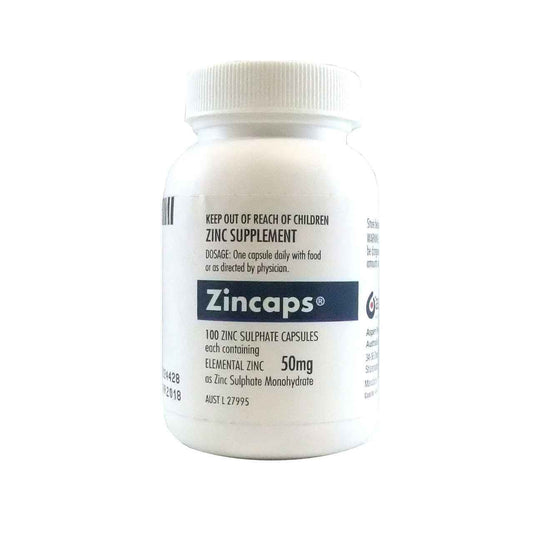 Zincaps Zinc Sulphate 50mg 100 Capsules - Cutprice Online